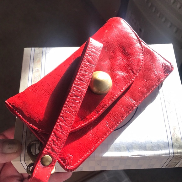 Alt Red Leather Wallet Wristlet W/Big Stud Snap - Picture 4 of 17
